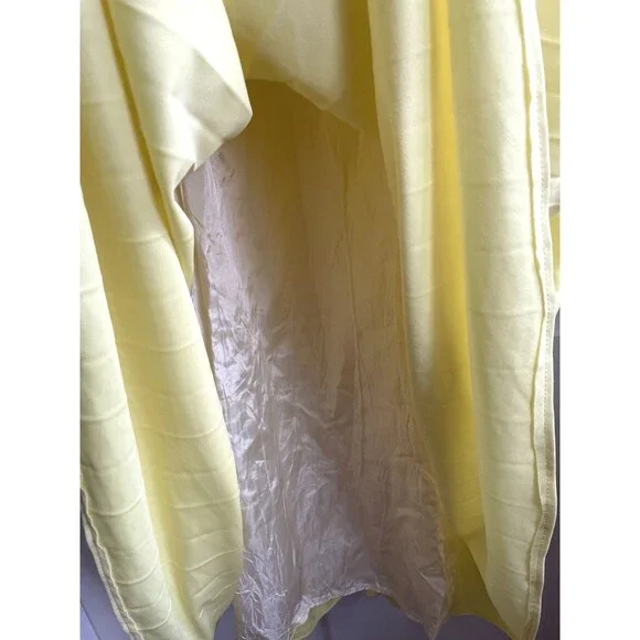 70s VTG Chiffon Babydoll Angel Cape Maxi Dress Accordion Pleated Yellow Gown 10 - Picture 5 of 14